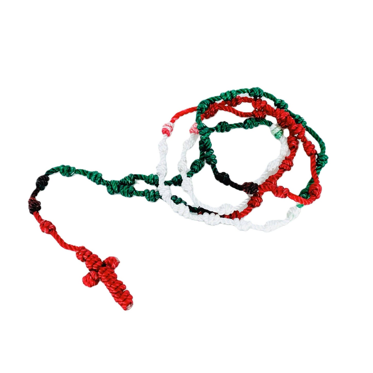 Rosary - Rope Italian Flag: GREEN, WHITE & RED