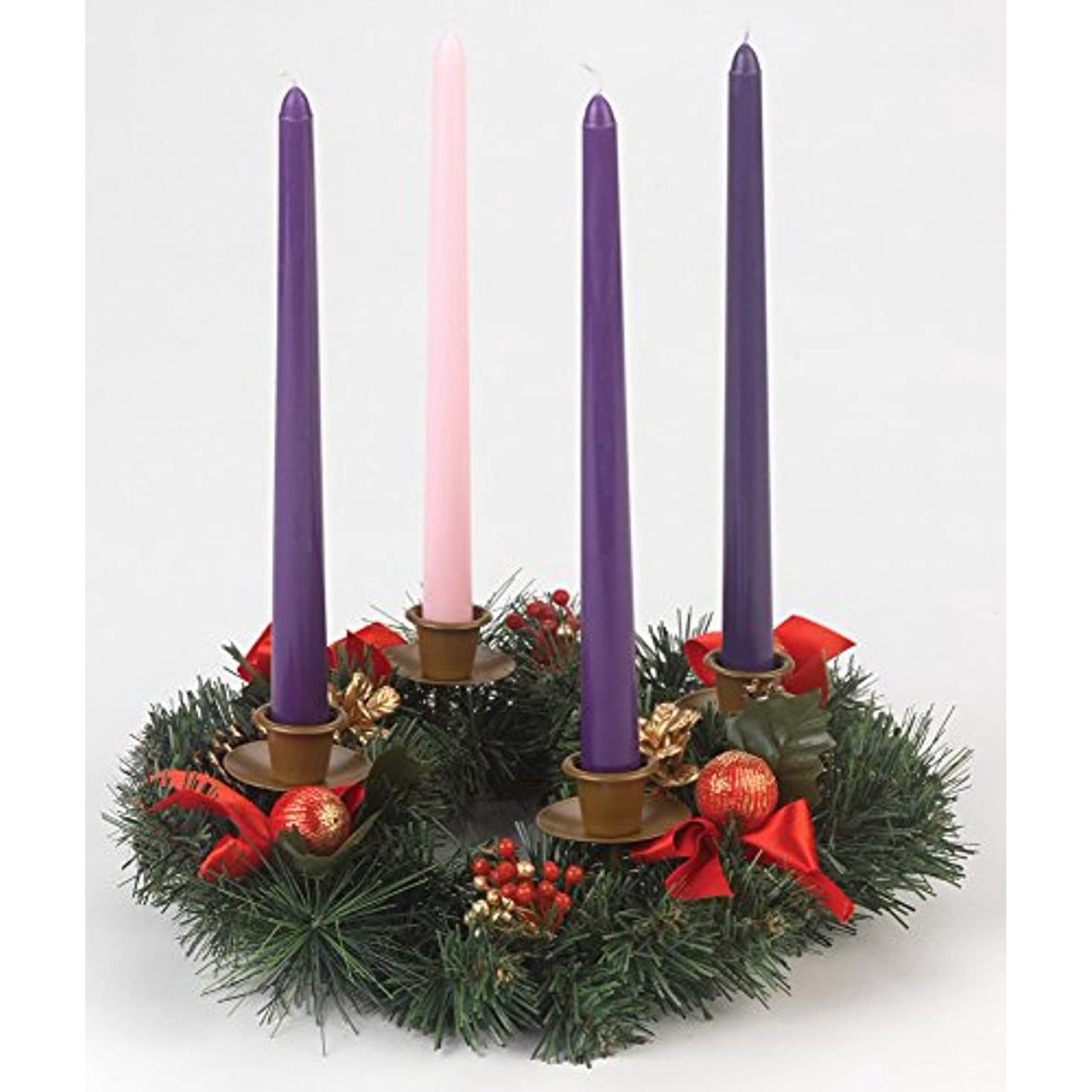 Berry & Red Ribbon Advent Wreath - 11"