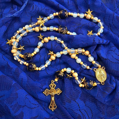 Our Lady of Grace, 12 Stars Rosary with Glass Bottle Case