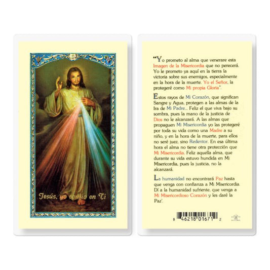 Divine Mercy Holy Card (Spanish)