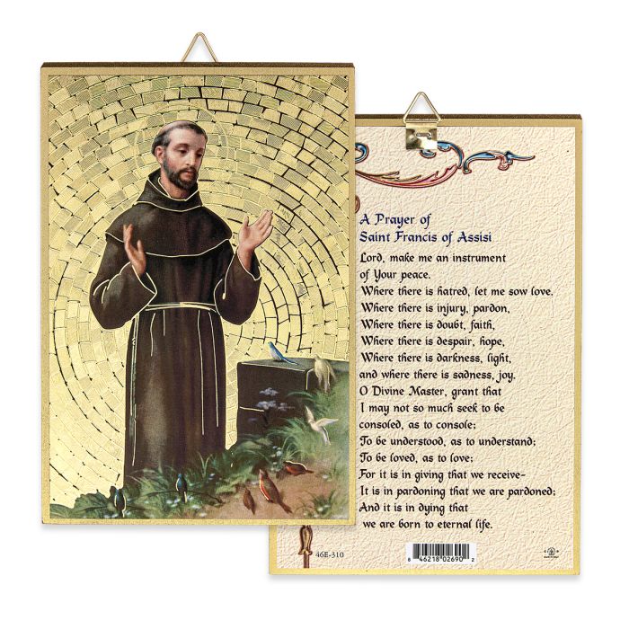 St. Francis of Assisi Gold Foil Mosaic Plaque with Prayer