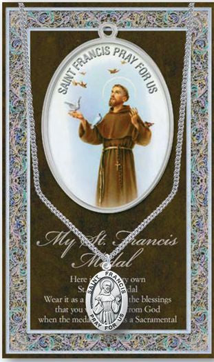 Saint Francis 1.125" Genuine Pewter Saint Medal with Stainless Steel Chain