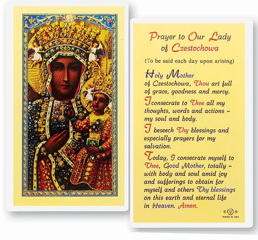 Prayer to Our Lady Of Czestochowa Holy Card