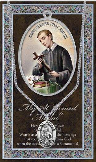 Saint Gerard 1.125" Genuine Pewter Saint Medal with Stainless Steel Chain