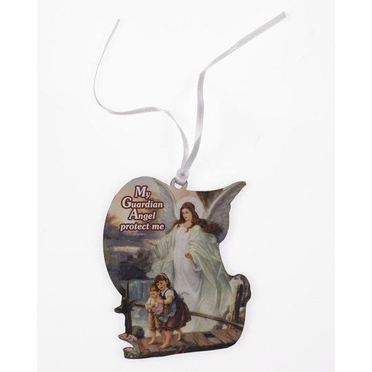 Guardian Angel with Children wooden crib medal
