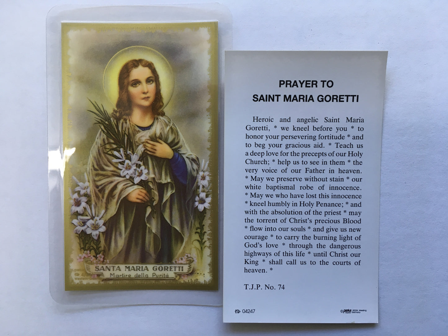 Prayer To St. Maria Goretti Holy Card