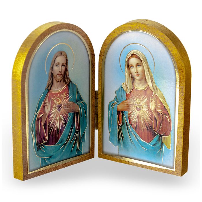 Sacred Heart of Jesus and Immaculate Heart of Mary Standing Plaque