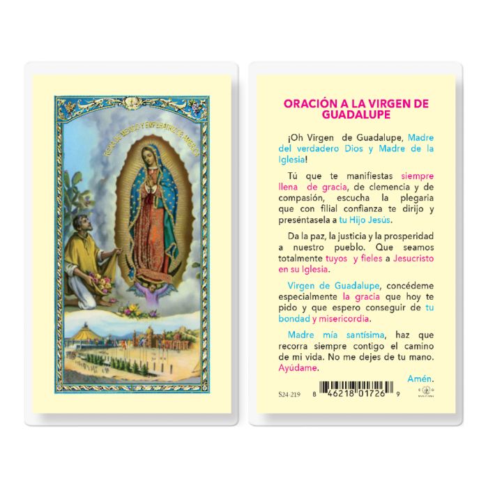 Oracion Virgen de Guadalupe Holy Card
