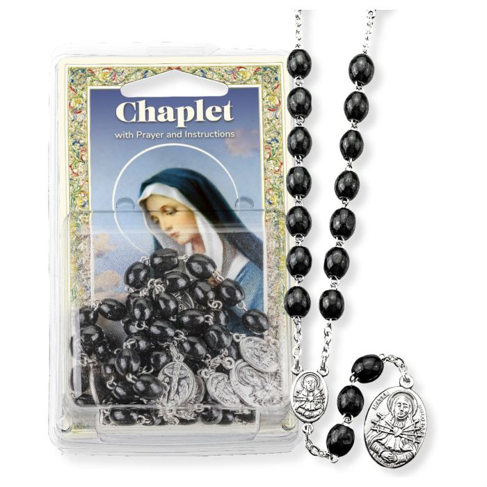 Seven Sorrows Deluxe Chaplet with Black Wood Beads