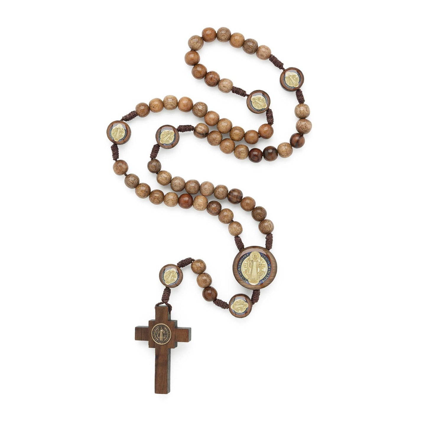 St. Benedict Large Wooden Bead Rosary