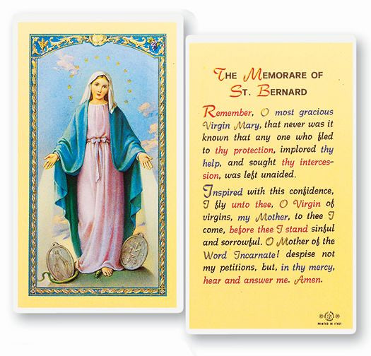 Our Lady of Grace Holy Card - The Memorare of St. Bernard