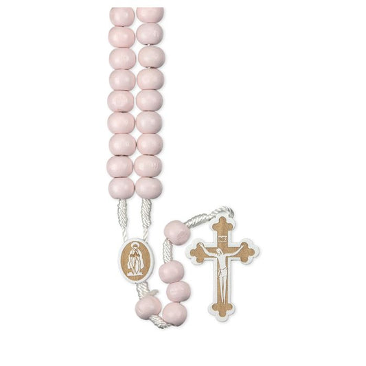 Pink or Blue Wood Bead Rosary