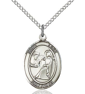 St. Luke Sterling Silver Medal with 20" Rhodium Chain