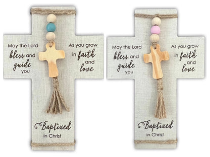 Baptized in Christ Fabric Cross (Blue or Pink)