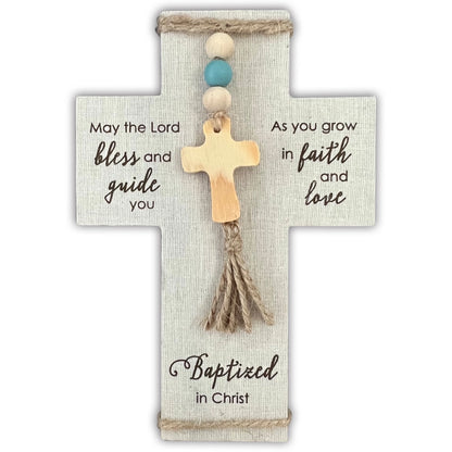 Baptized in Christ Fabric Cross (Blue or Pink)