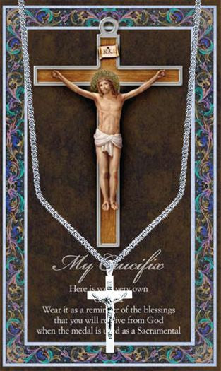 Crucifix Genuine Pewter Medal with Stainless Steel Chain.