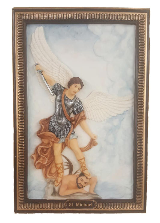 St. Michael Plaque, Full Hand-Painted Color, 6x9"