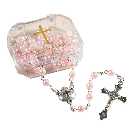 Baptismal Rosary in pink