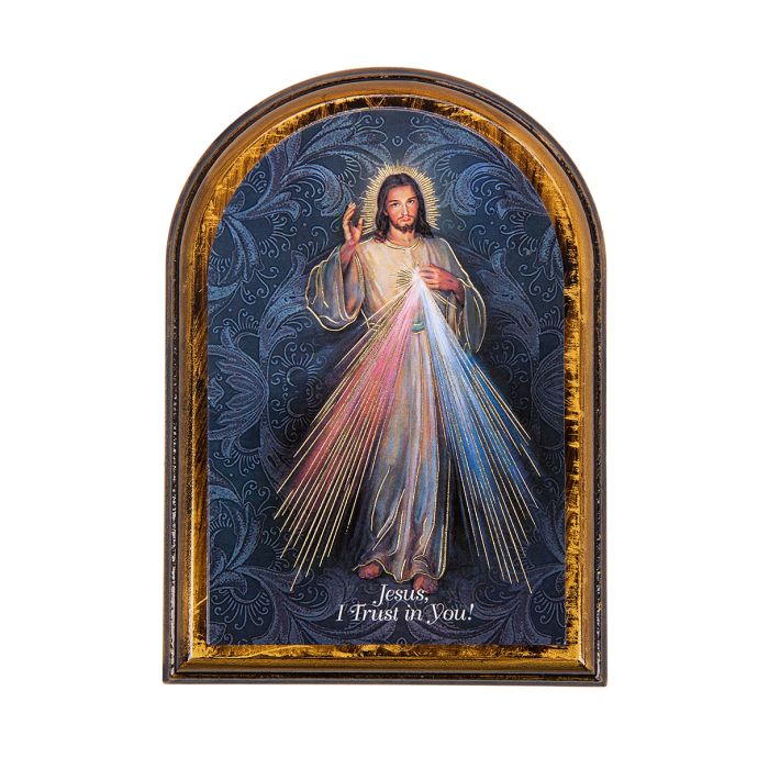 Divine Mercy Arched Wood Plaque - 5.25"