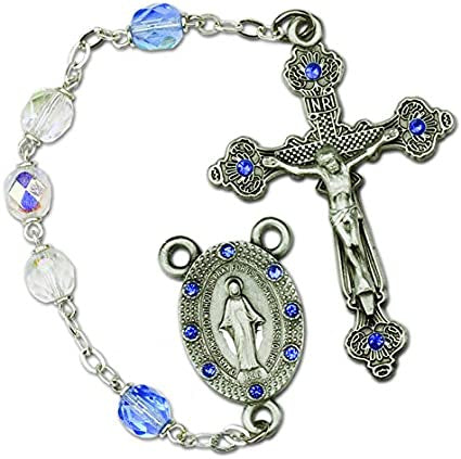 Deluxe Crystal Rosary with Blue Stones