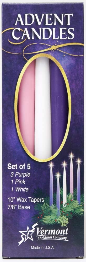 Advent Candles (Set of 5) - 10" Wax Taper Candles