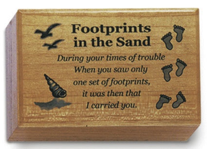 Footprints in the Sand - Mahogany Wood Keepsake Box