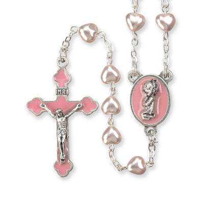 Hear Pearl Bead Rosary with Matching Epoxy Center