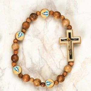 Our Lady of Grace Wood Cord Bracelet