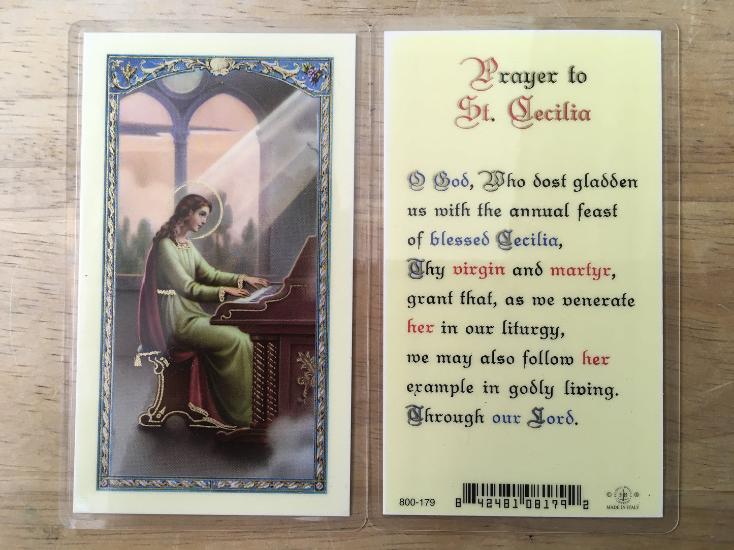 St. Cecilia Holy Card