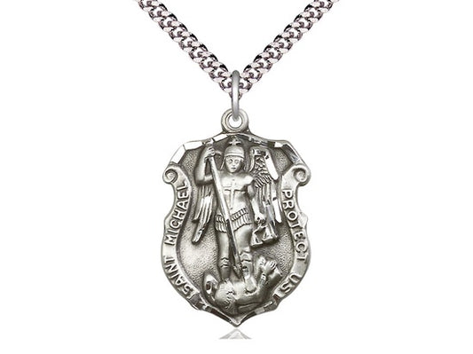 St. Michael Policeman's Badge in Sterling Silver