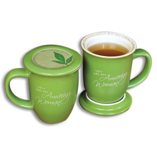 Amazing Woman, Mug and Coaster Set - Green