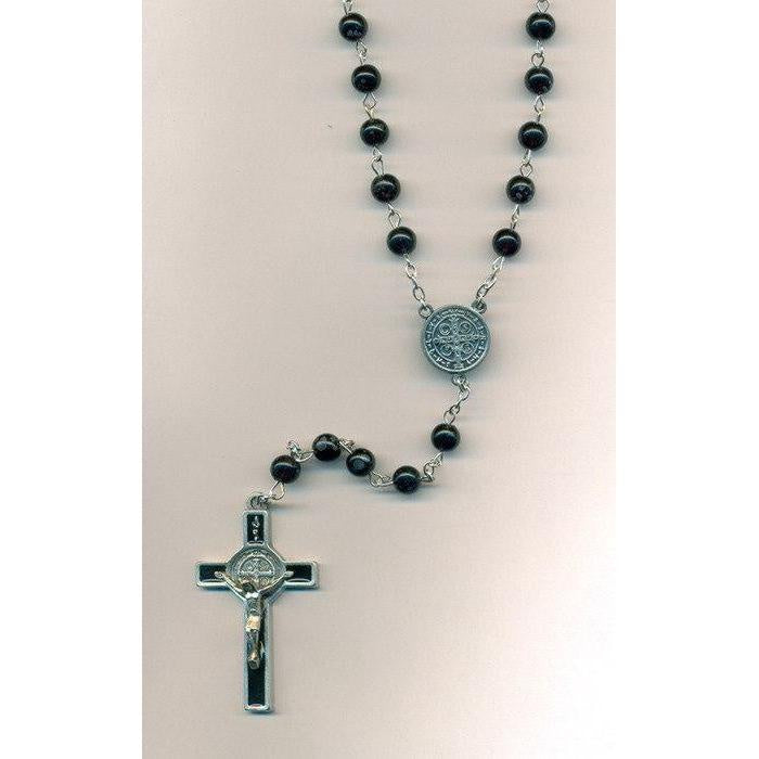 St. Benedict Rosary Black Glass Beads