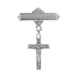 Sterling silver crucifix on bar pin