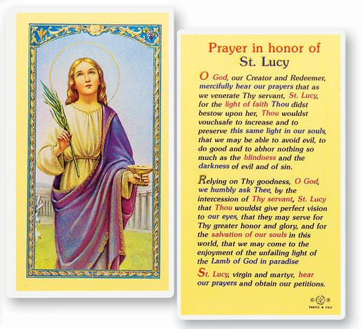 St. Lucy Holy Card