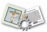 CRUCIFIXION ROSARY RING AND PRAYER CARD