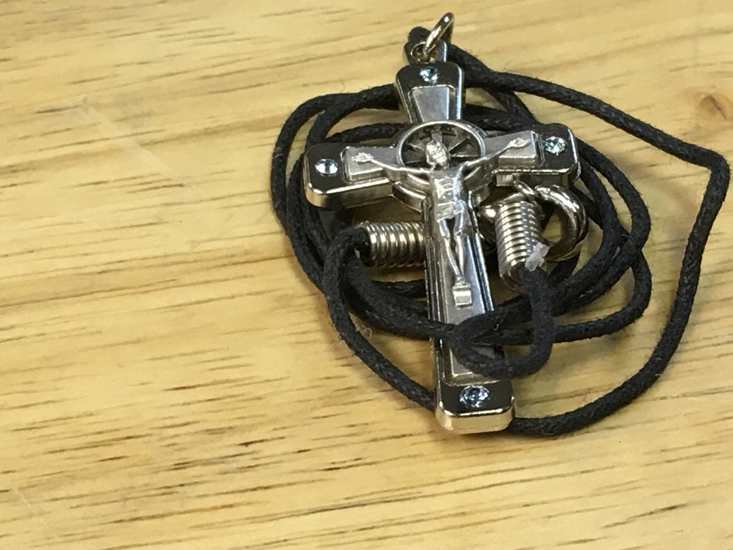 Metal Crucifix on cord necklace