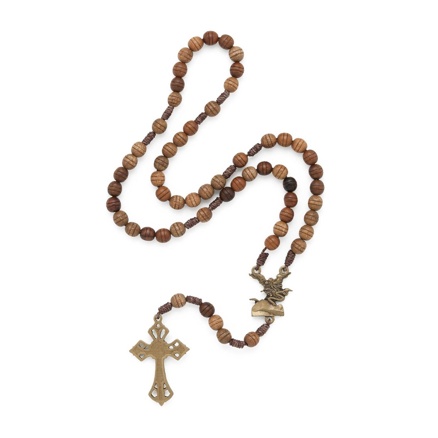 St. Michael Handmade Wood Bead Rosary