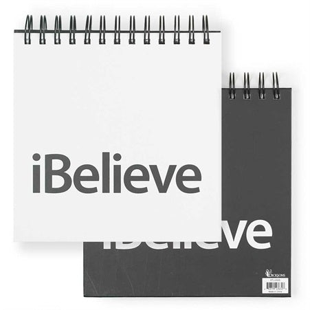 Top spiral prayer journal with " I Believe " on cover