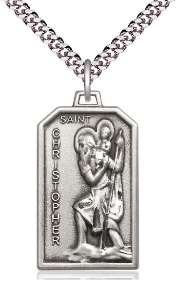 St. Christopher Sterling Silver Medal with 24" Rhodium Chain