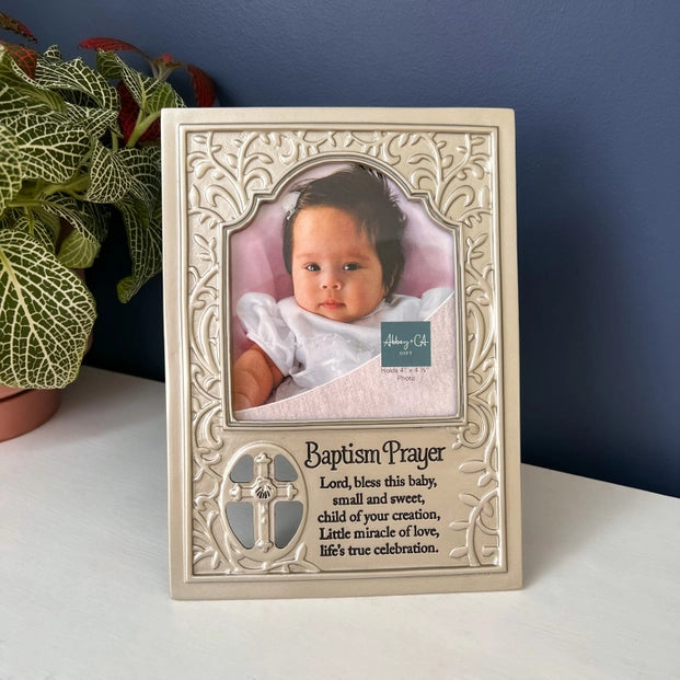 Metal Baptism Prayer Photo Frame - 8"H - N2286