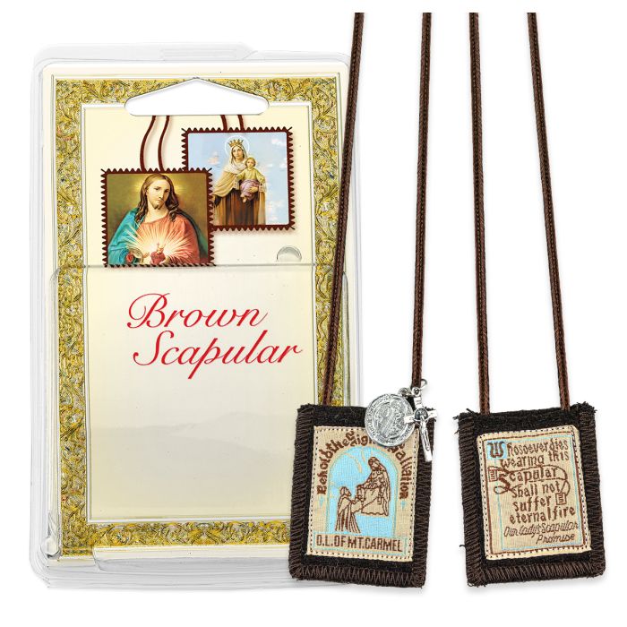 Our Lady of Mount Carmel Scapular with St. Benedict Medal and Crucifix