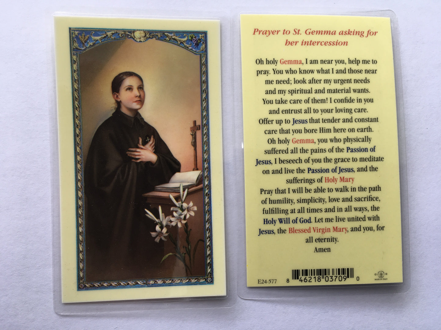 St. Gemma Galgani - Holy Card