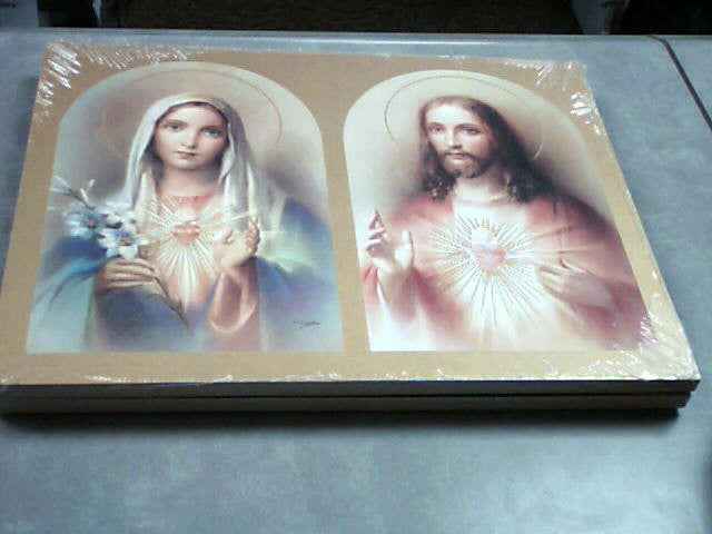 Sacred Heart of Jesus and Immaculate Heart of Mary wood plaque