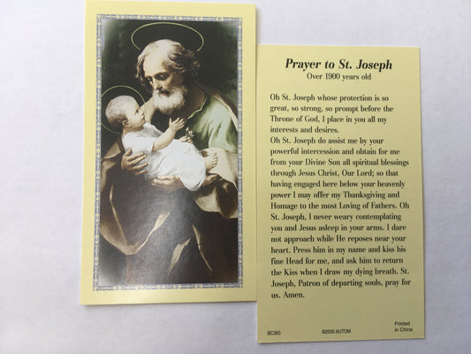 St. Joseph Prayer - Over 1900 Years Old Holy Card