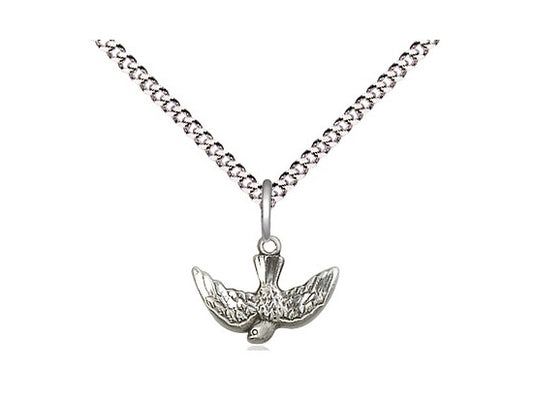 Holy Spirit Sterling Silver Medal with 18" Rhodium Chain