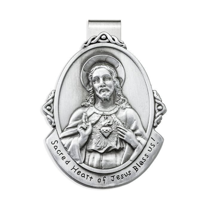 Sacred Heart of Jesus Visor Clip in silver