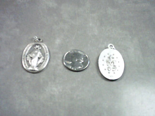 Miraculous Medal 1 1/2 inches in a silver oxidized medal