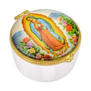 The Sacred Hearts of Jesus and Mary Porcelain Rosary Box