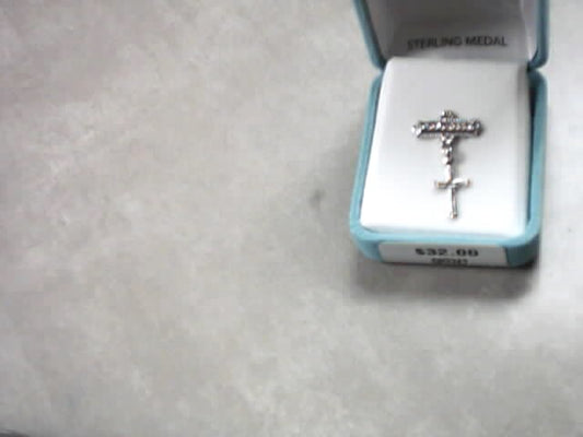 Godchild baby pin with sterling silver crucifix on sterling bar pin