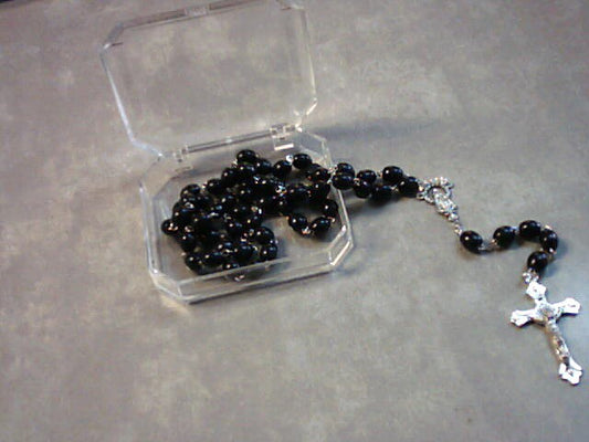 Black wood oval bead rosary